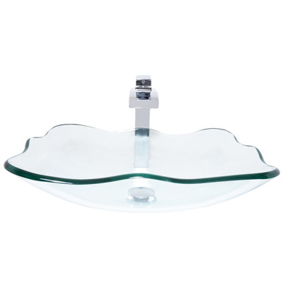 Novatto 15'' Glass Bathroom Sink with Faucet
