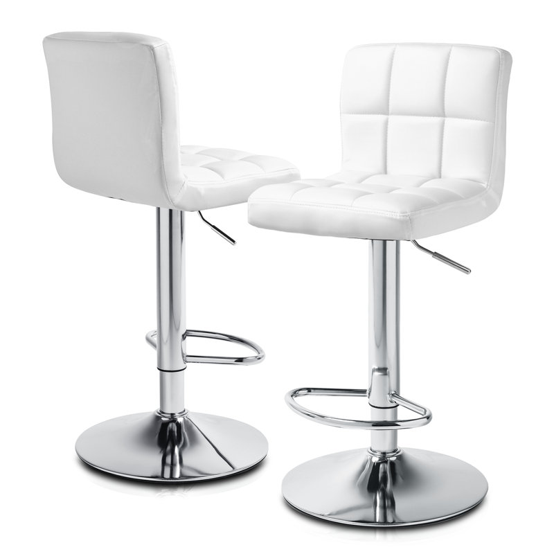 Tabourets de bar pivotants en similicuir, tabourets de bar réglables à hauteur de comptoir avec dossier et repose-pieds, 2