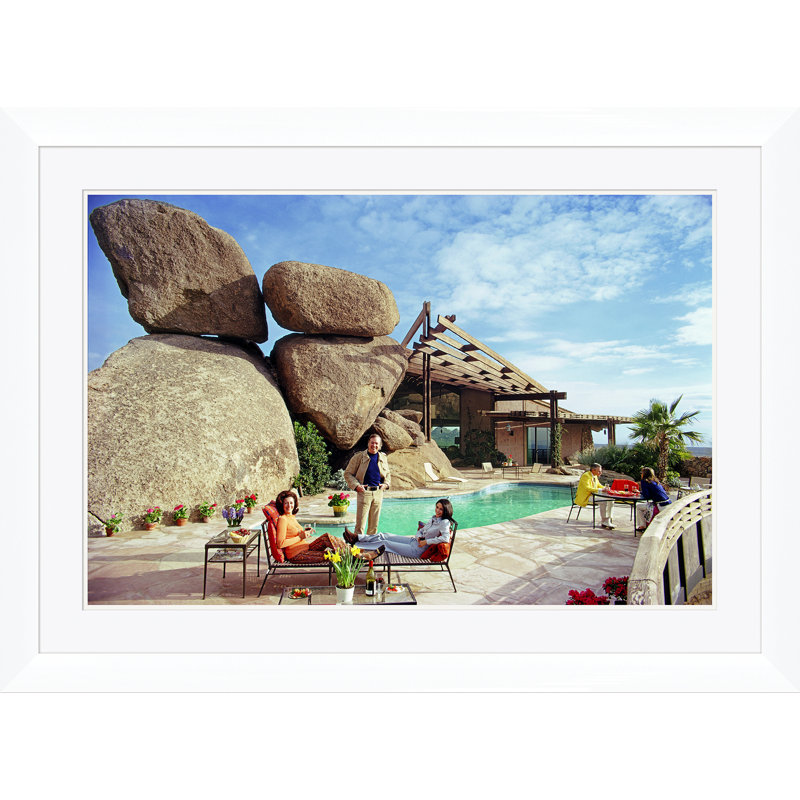 Bouldereign Print by Slim Aarons, White Single Picture Framed, 30" H x 41" W x 1.5" D