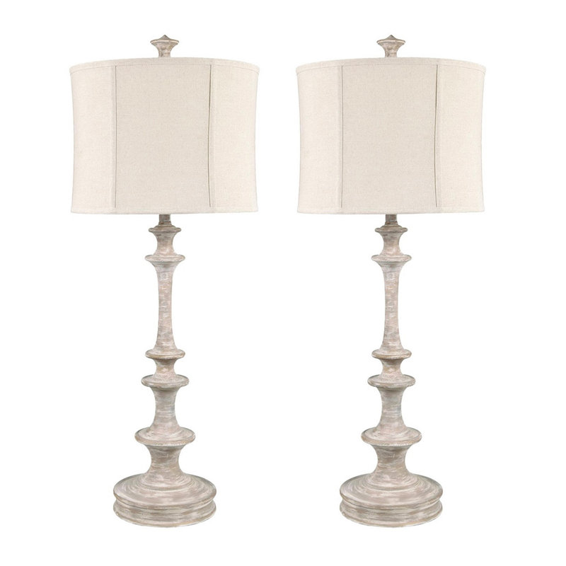 Lampe de table 41,5 "en résine avec abat-jour crème