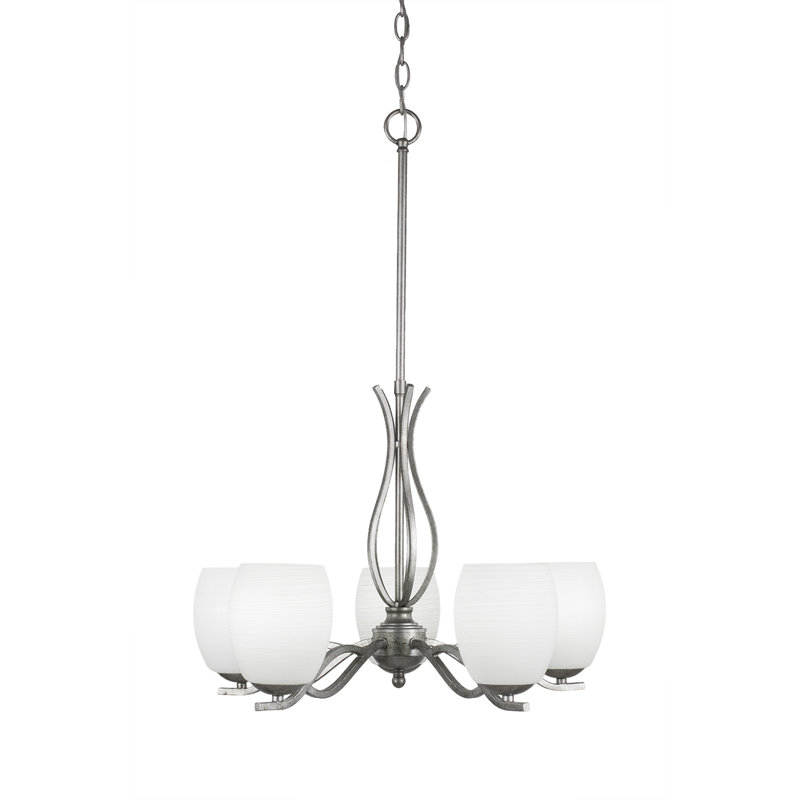 Lustree classique/traditionnel 6 lumières ombrée Hiroko, Argent vieilli, 5