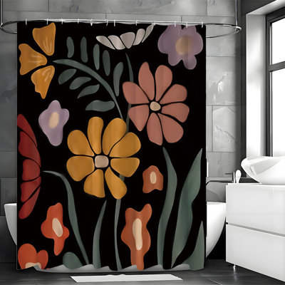 Floral Shower Curtains with Hooks Included