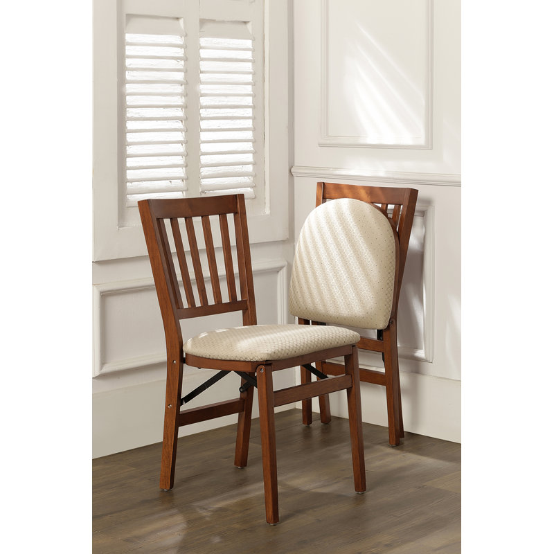 Stakmore School House Folding Chair, Cherry Frame with Blush Fabric, Cherry