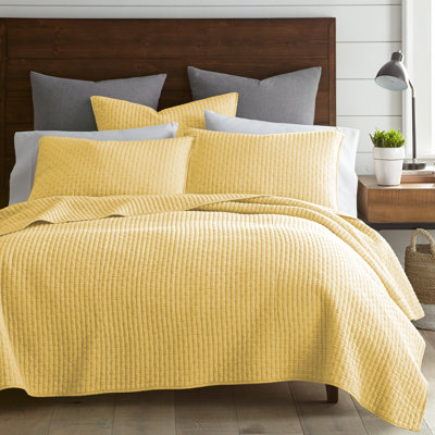 Cross Stitch Yellow Twin Quilt Set