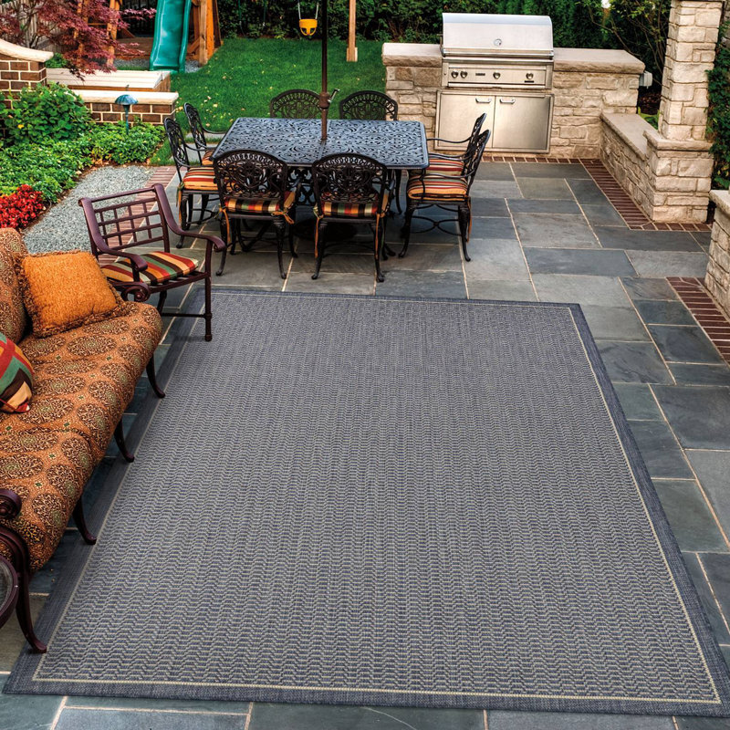 Tapis bleu intérieur / extérieur Palo, Rectangle 6 pi 5 po x 9 pi 2 po