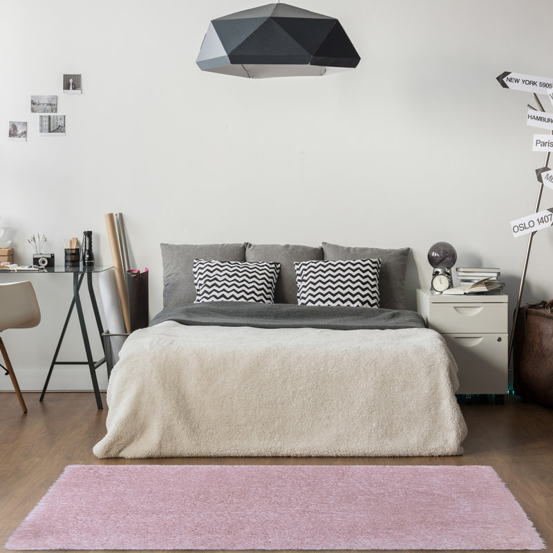 Tapis en polypropylène rose clair à poils longs 4 x 6 Queenscliff