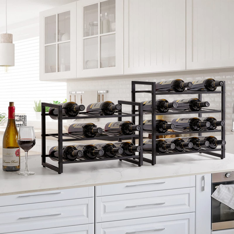 12 Bottle Wine Bottle Rack Black