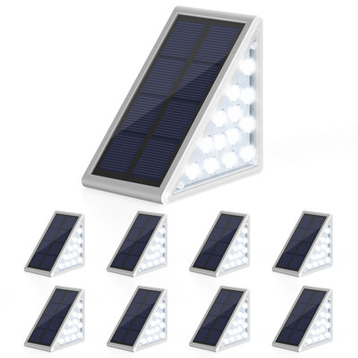 Silver Solar Powered Integrated LED Step Light Kit