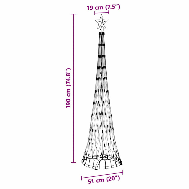  LED Christmas Tree 51 x 51 x 190 cm Metal, Warm White