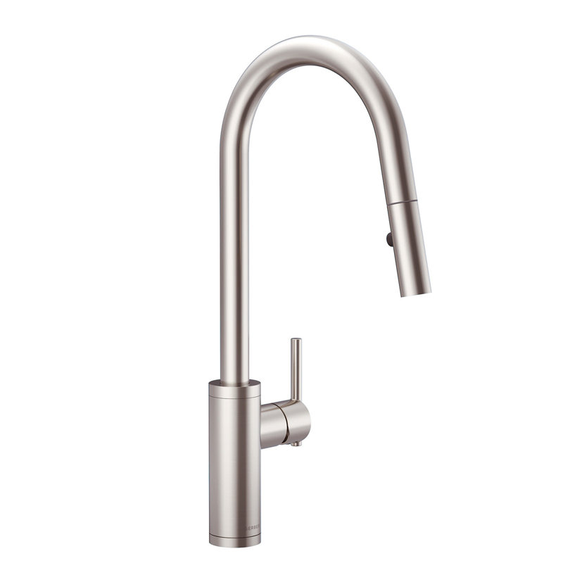 Parma Cafe Single Handle Pull Down Sprayer Kitchen Faucet, Stainless Steel