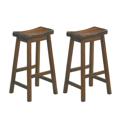 Tabourets de bar 29 po, collection 2Pc, siège de selle, bois massif, finition cerisier, siège de salle à manger de 29 po de hauteur, fabrication en bois, élément décoratif en cerisier