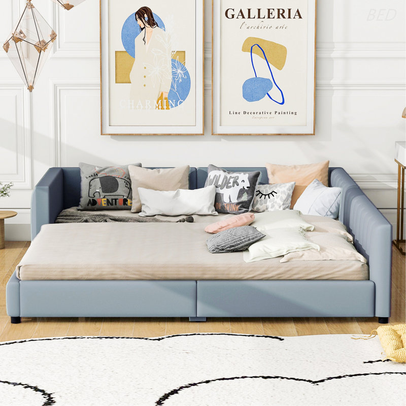Lit plateforme tapissier grand et simple TG, gris