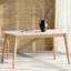 Table de salle à manger Mid-Century couleur chêne blanc, plateau en faux bois et pieds en bois d'hévéa, surface 59 po x 35,5 po 29,5 po