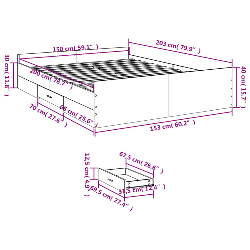 Peltz Bed, White, Kingsize (5')