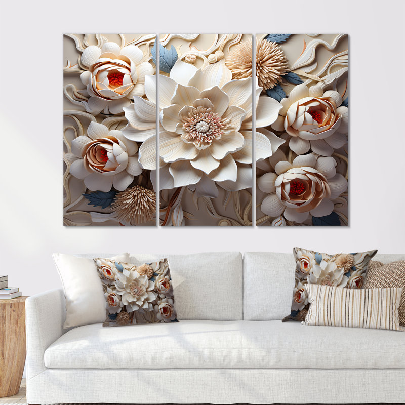 Papier mâché Flower Blossums Radiance I - Fleurs, art mural sur toile, Toile tendue, H 40 po x l 60 po x P 1 po