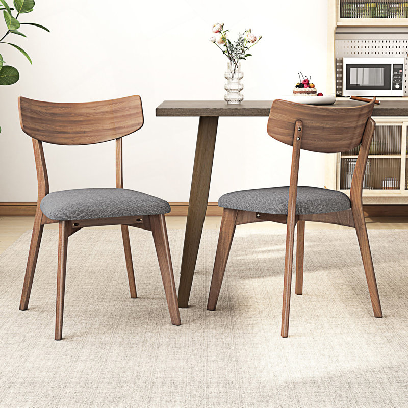 Ensemble de 2 chaises de salle à manger rembourrées de style Mid-Century, Gris