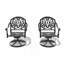 Chaise de patio pivotante en fonte d'aluminium 2 pièces avec structure et coussins noirs