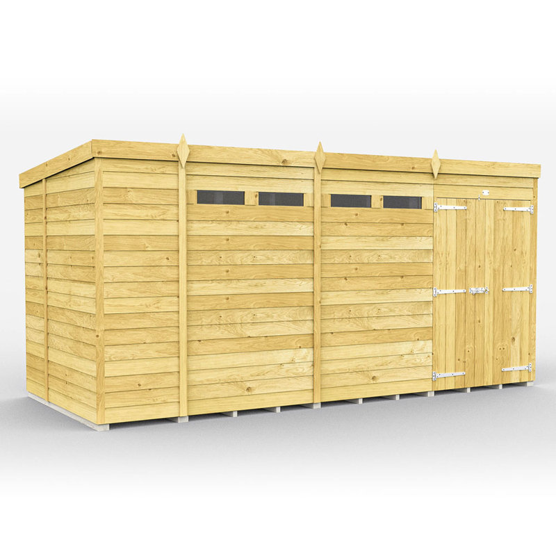 5ft x 6ft Pent Security Shed - Double Door