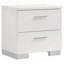 Table de chevet blanche 2 tiroirs ultrabrillante