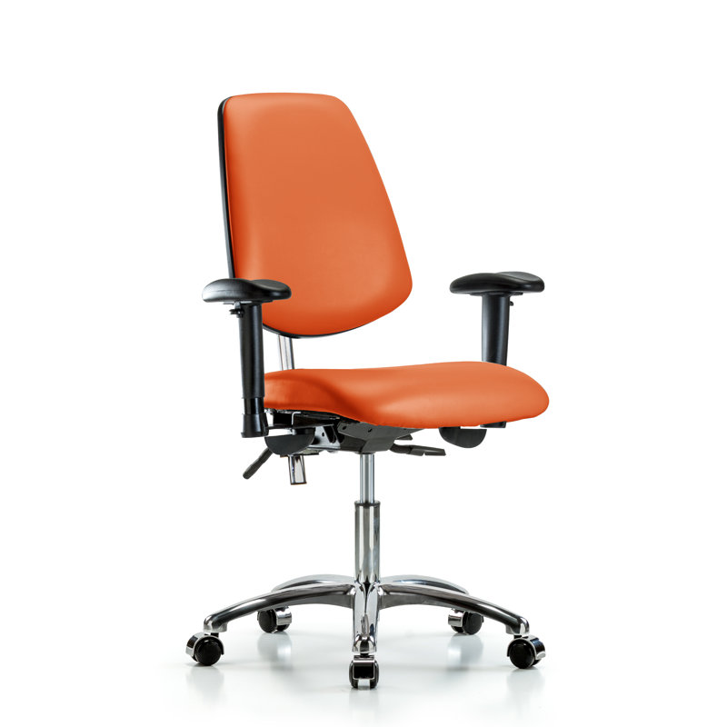 Chaise de travail ergonomique Amelie, Roulettes, Inclus, Orange