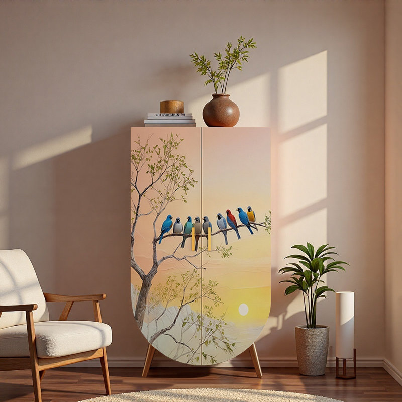 Armoire de chambre à coucher multifonctionnelle, Brun / multicolore