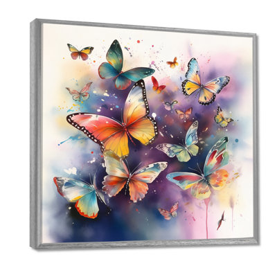 «Purple Butterflies In The Air», reproduction d'art sur toile