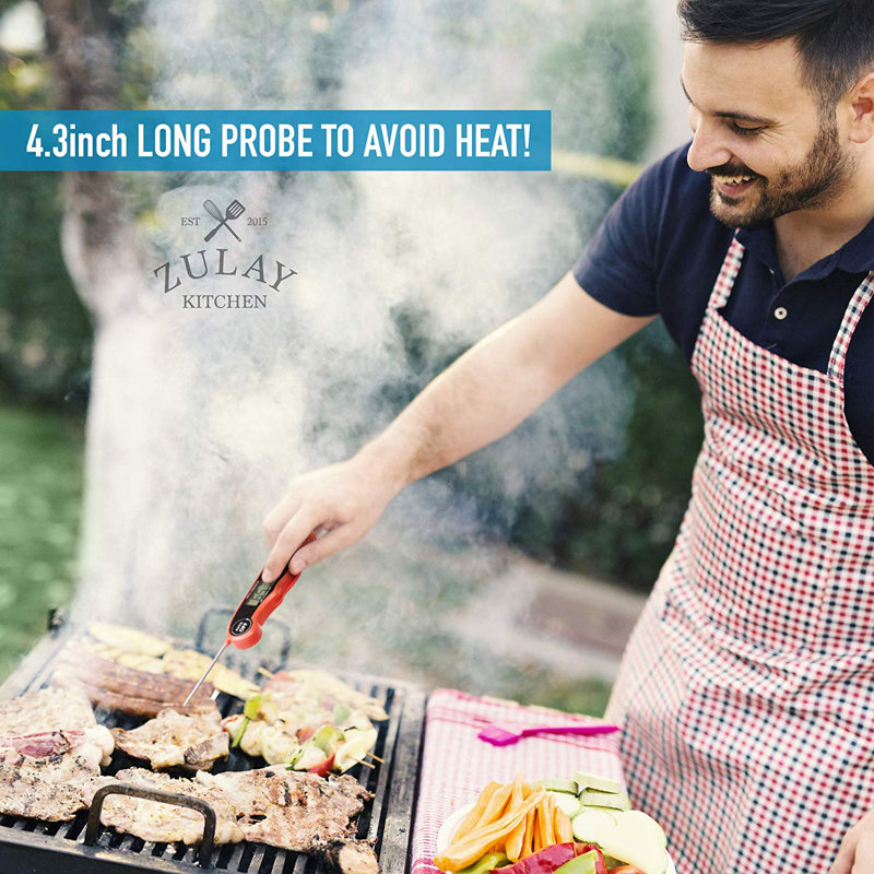 Zulay Kitchen Instant Read Food Thermometer Waterproof Digital Meat Thermometer w/ Backlight