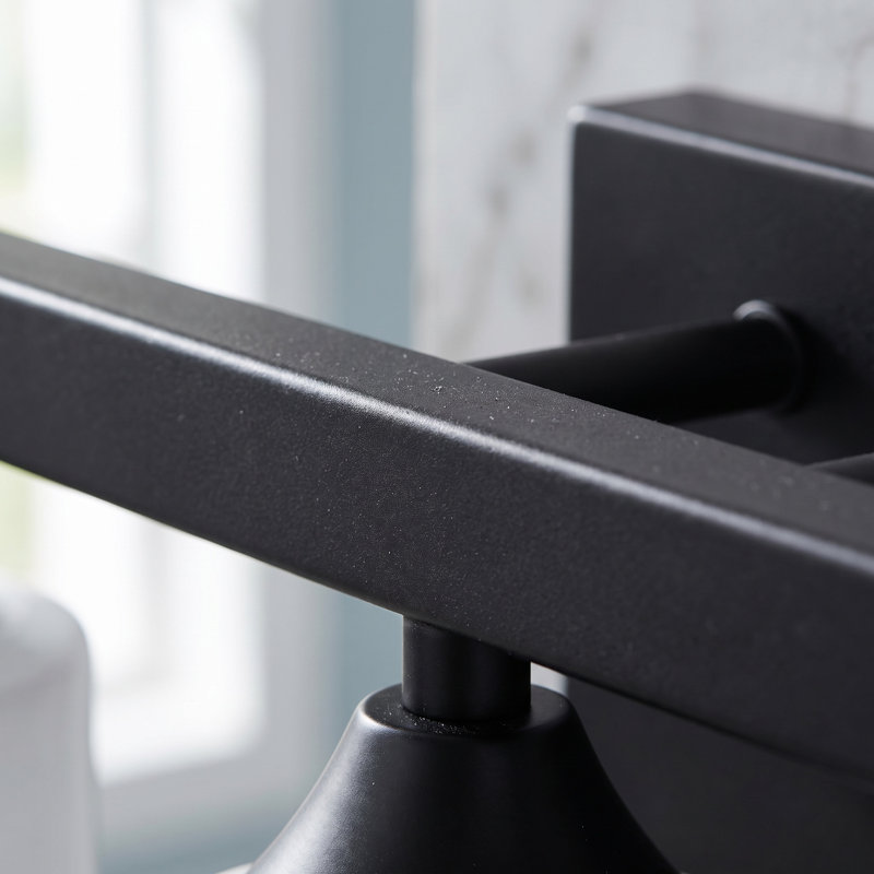 Luminaire pour meuble-lavabo moderne 30 po à 5 lumières avec passe-partout cylindrique mat noir