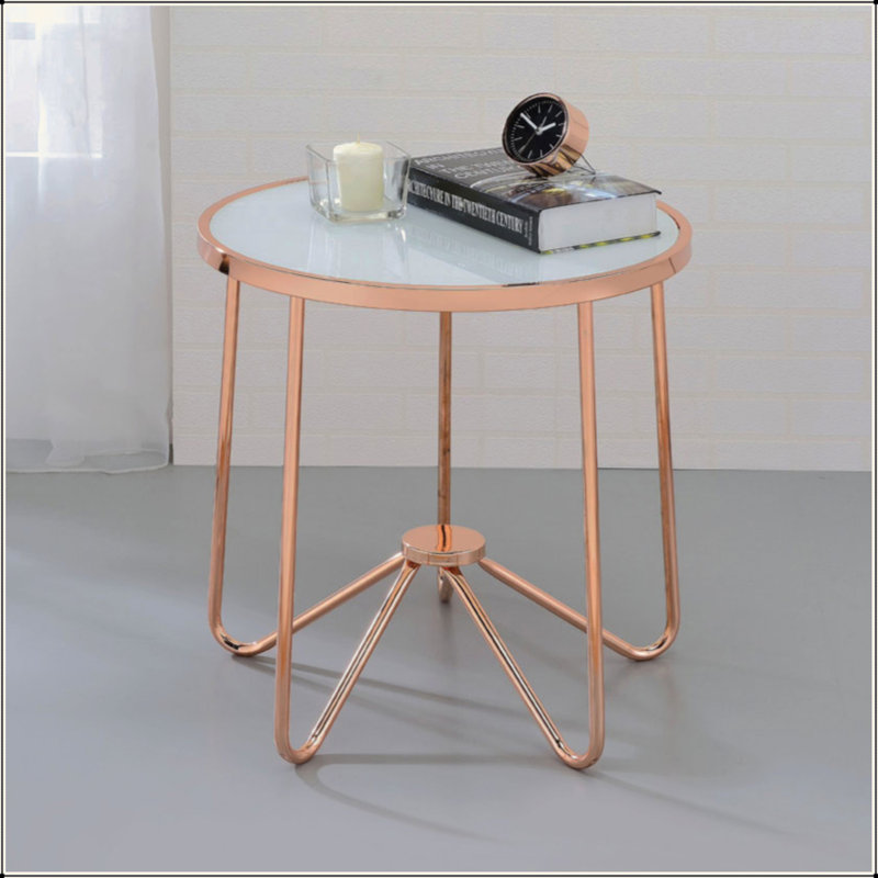 White Frosted Glass Top Round Table