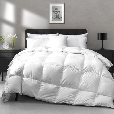 Feather Down Comforter All Season Down Duvet Insert Ultra Soft 100% Cotton Cover Fluffy Comforter