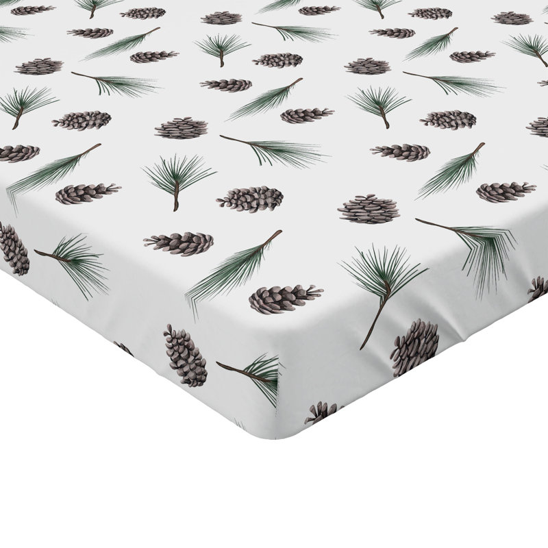 Drap-housse à motif floral Ambesonne, Drap-housse simple TG, Vert fougère, gris pâle / floral