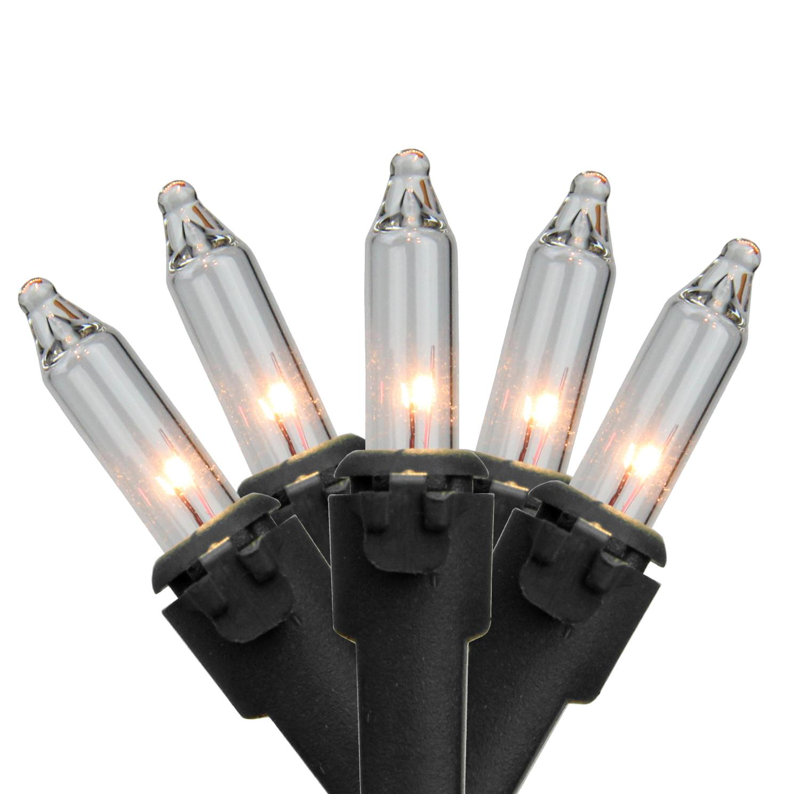 50-Count Mini Christmas Light Set 10ft Wire, Clear/Black