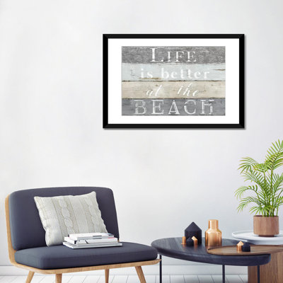 «Life Better Beach» par Kelly Donovan, reproduction d'art textuel sur toile tendue