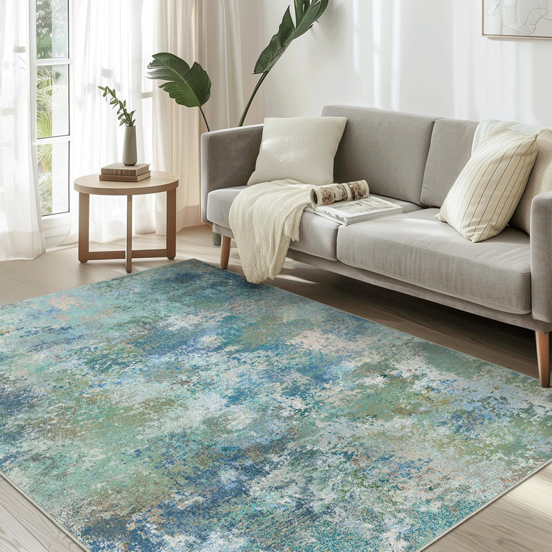 Abstract Machine Washable Performance Area Rug, Rectangle 8' x 10'