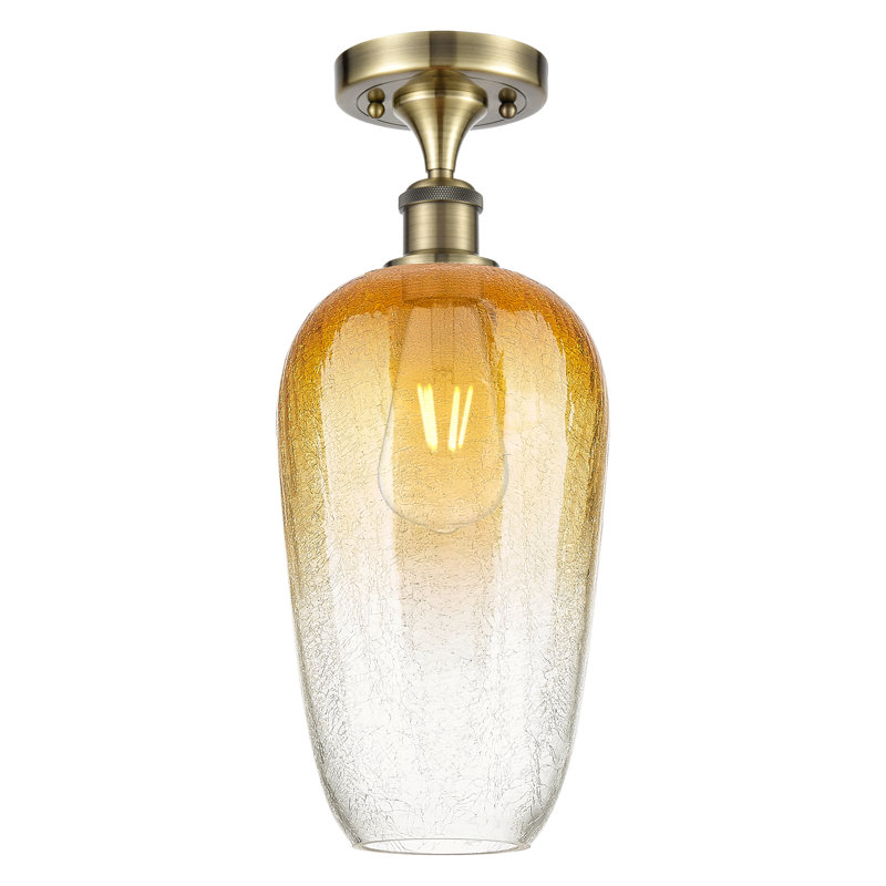 Ballston - flûte Brookhaven - 1 lumière semi-encastrée 7 "- finition laiton antique - abat-jour ambre, Laiton antique, Amber