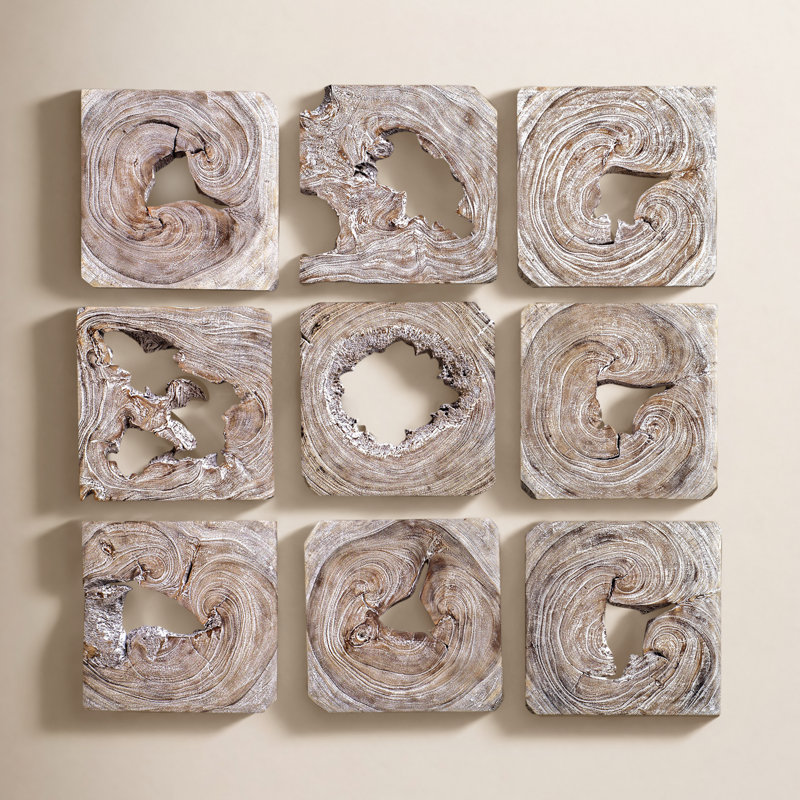 Ensemble de 9 décorations murales en bois