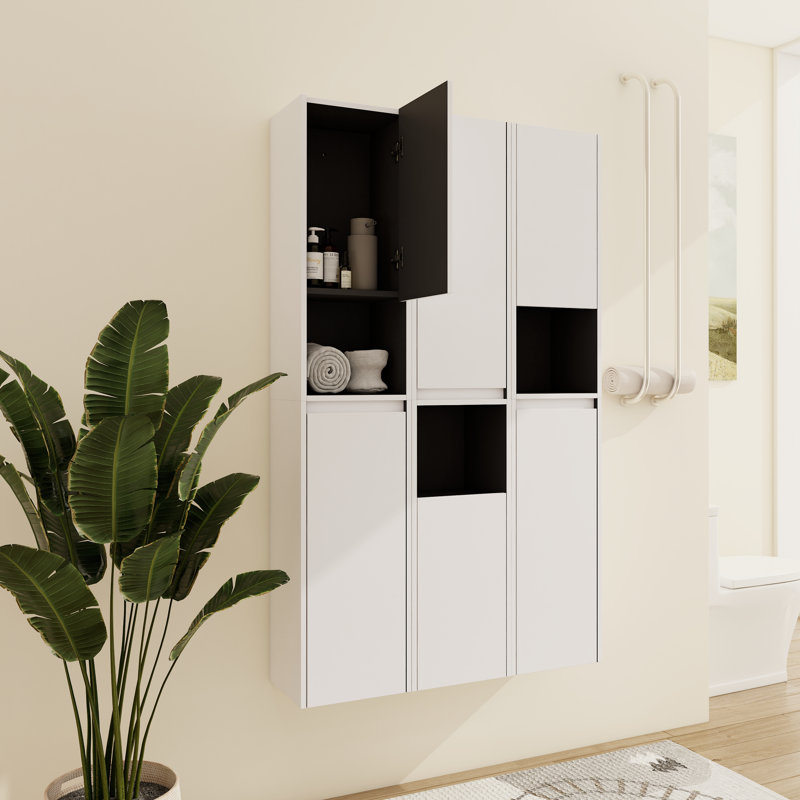 Armoire de salle de bain murale Cranor avec rangement ouvert et fermé