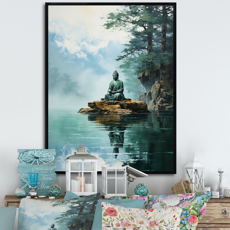«Tranquil Mind Meditation I», reproduction sur toile, H 32 po x l 16 po x P 1 po, Cadre flottant noir