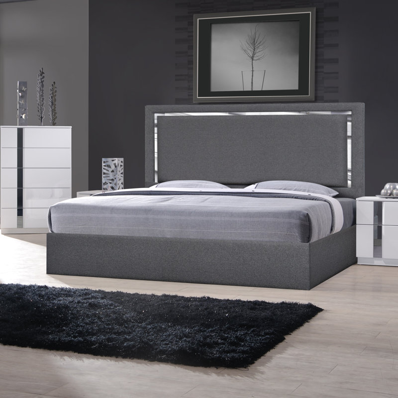 Dilver Upholstered Platform Bed, Queen, Charcoal
