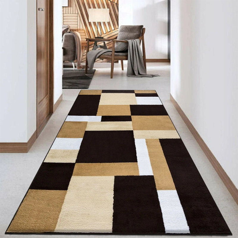 KILAS Brown Beige  Area Rug & Runner – Non-Slip Polypropylene Carpet for Hallway, Bedroom & Kitchen, Rectangle 120 x 170cm