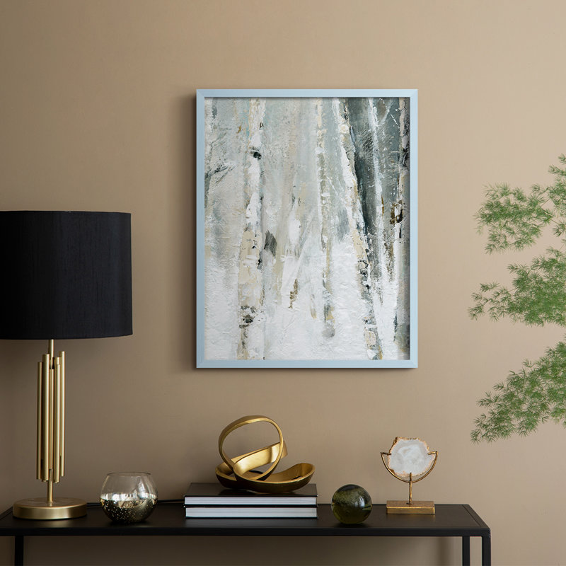 «Snowy Birch II», reproduction encadrée - bois massif, H 11 po x l 9 po, Bleu