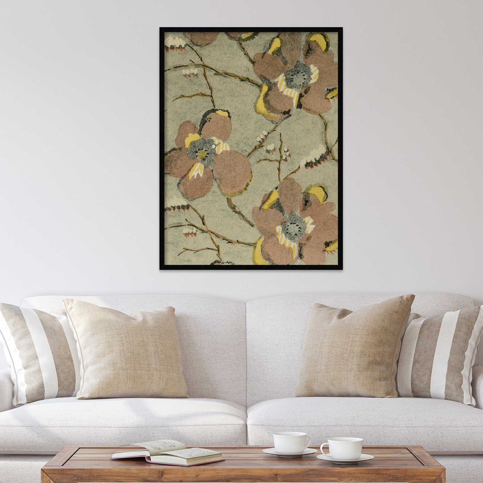 Delicate Floral Pattern II by Baxter Mill Archive, Black, 26" H x 20" W
