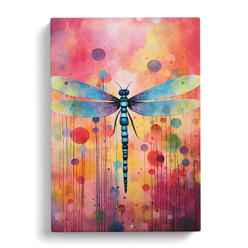 Dragonfly Colour Field - Wrapped Canvas Print, 60cm H x 40cm W x 3cm D