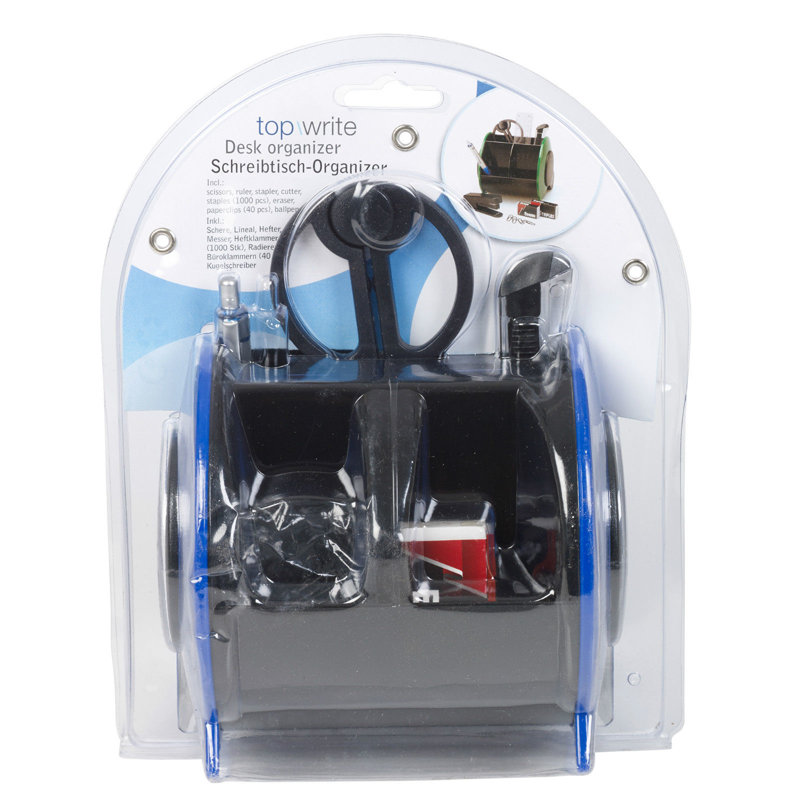 Plastic Desk Organiser Set, Blue