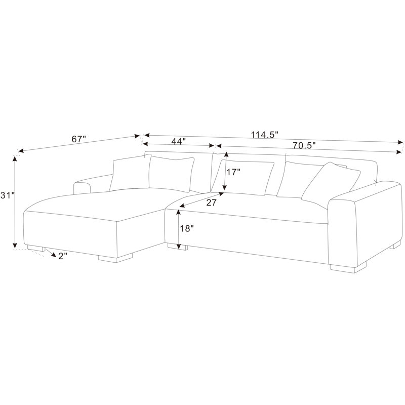 Asyiah Upholstered L-Shaped Sectional, Brown Microfiber/Microsuede, Left Hand Facing