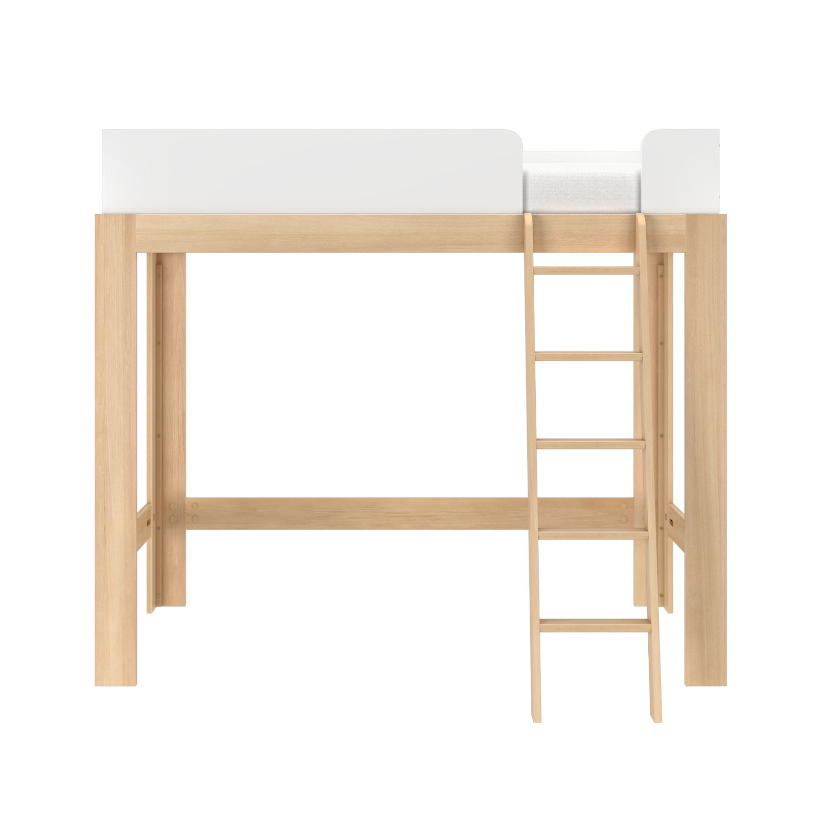 Ambur Twin Solid Wood Loft Bed, Blonde/White