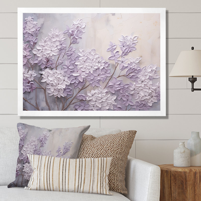 Blooming Lilac Melody I - Lilacs, art mural encadré, Cadre photo unique, H 12 po x l 20 po, Blanc