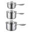 Ensemble de casseroles en acier inoxydable 3 pièces, 14,17 x 7,68 x 6,3 po, en acier inoxydable, ensemble de casseroles 3 pièces, argent, 1, 2 et 3 pintes