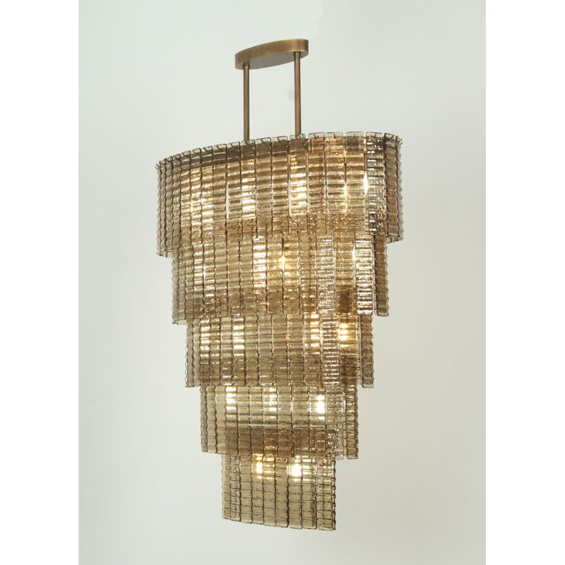 Lustre ovale ovale Venini, Transparent, Laiton poli, 36" Width x 18" Depth x 20" Height