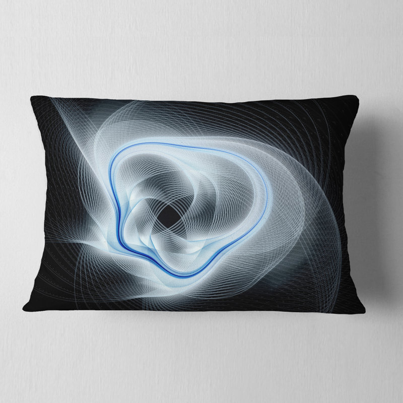 Fleur fractale abstraite bleu clair - coussin à imprimé floral